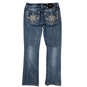 Miss‎ Me Women's Mid-Rise Embellished Bootcut Jeans Sz 28 Western Cowgirl HEMMED